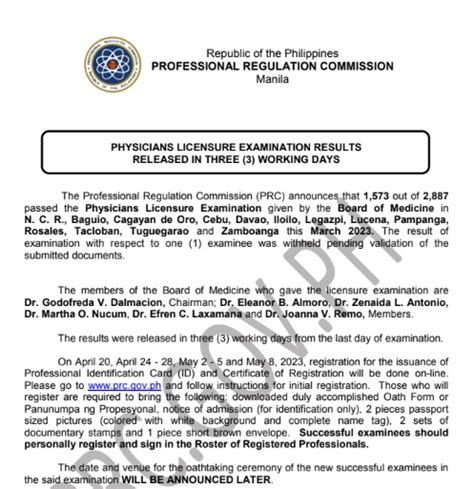 october 2023 physician licensure exam|Republic of the Philippines Professional Regulation Commission .